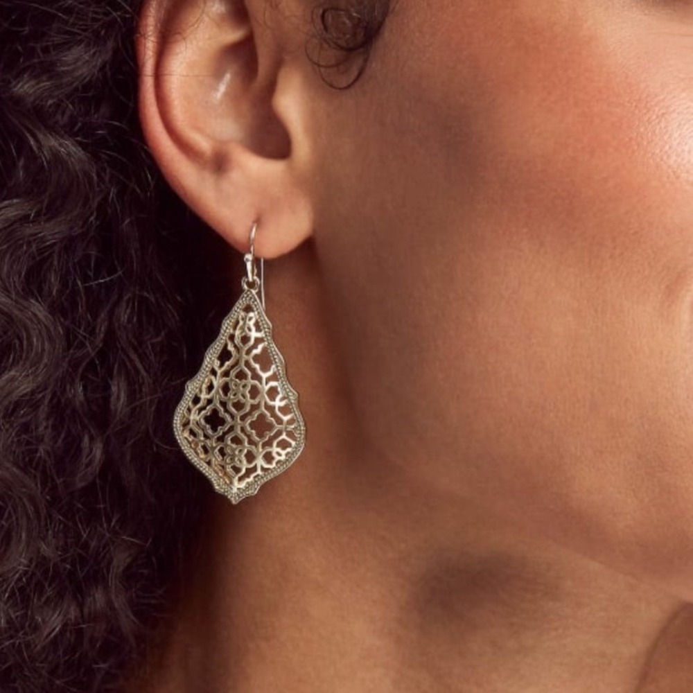 Kendra Scott Addie Filigree Drop Earrings Gold Silver Tone Statement